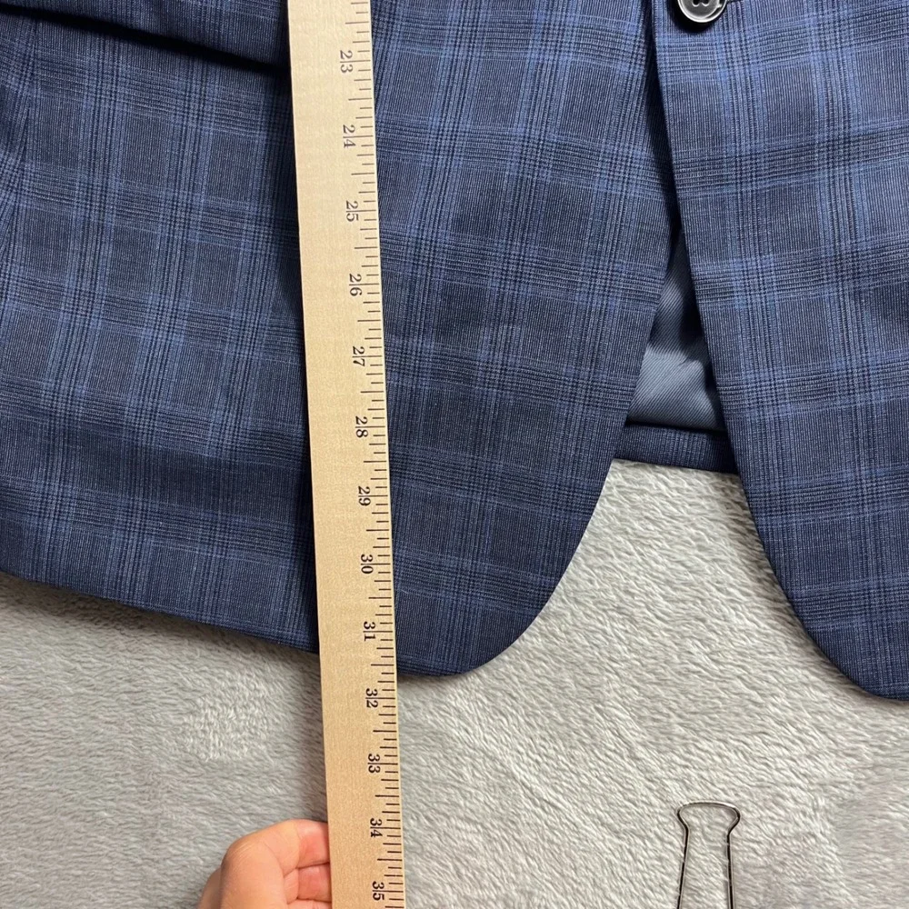 Banana Republic Slim Fit Suit 44R 35x30 Blue Plaid Marlane Italian Wool Mens